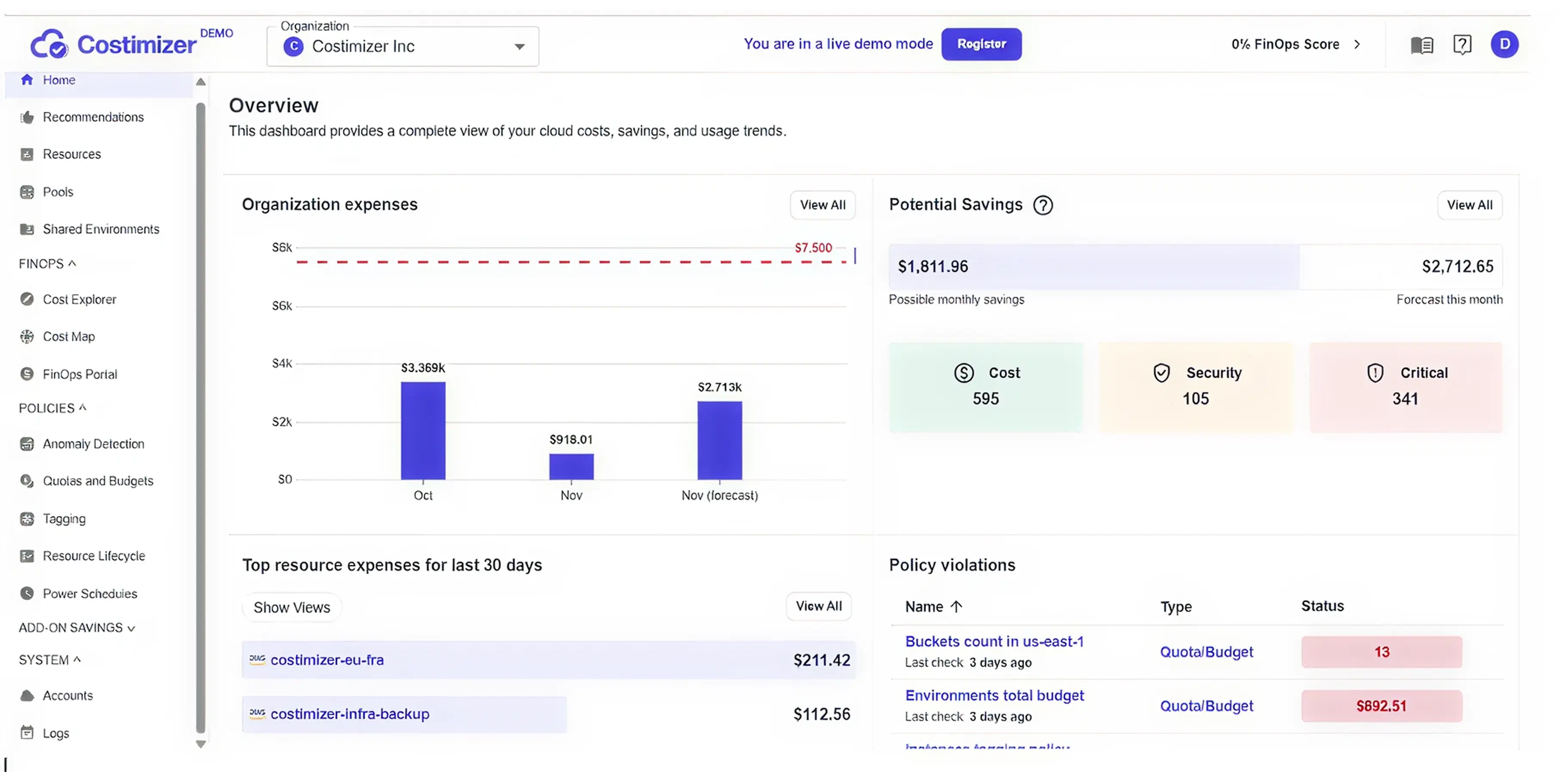 Costimizer Dashboard